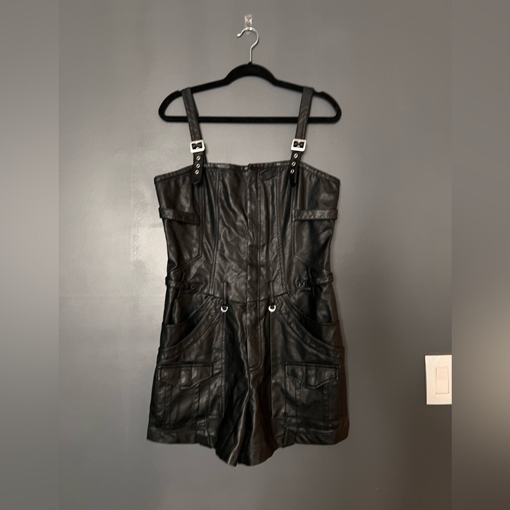 Free People - Harlin Black Vegan Leather One-Piece - Picture 6 of 9